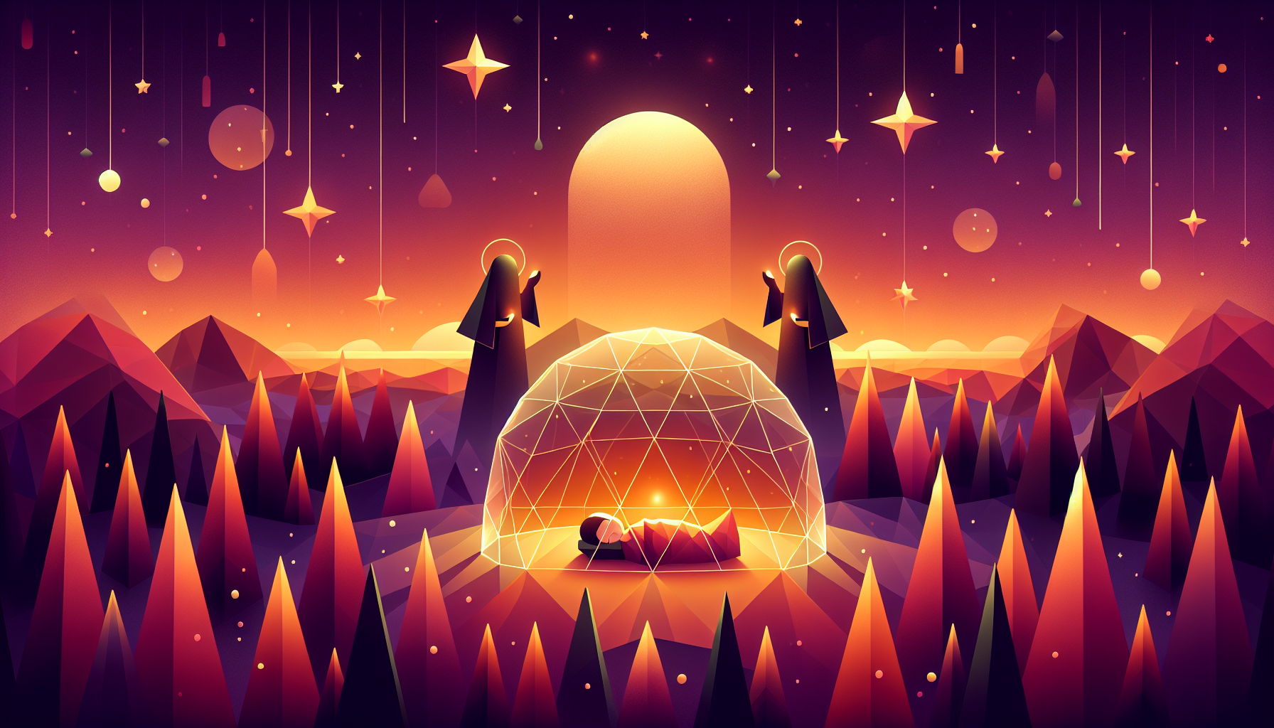 A protective golden dome of light over a sleeping child