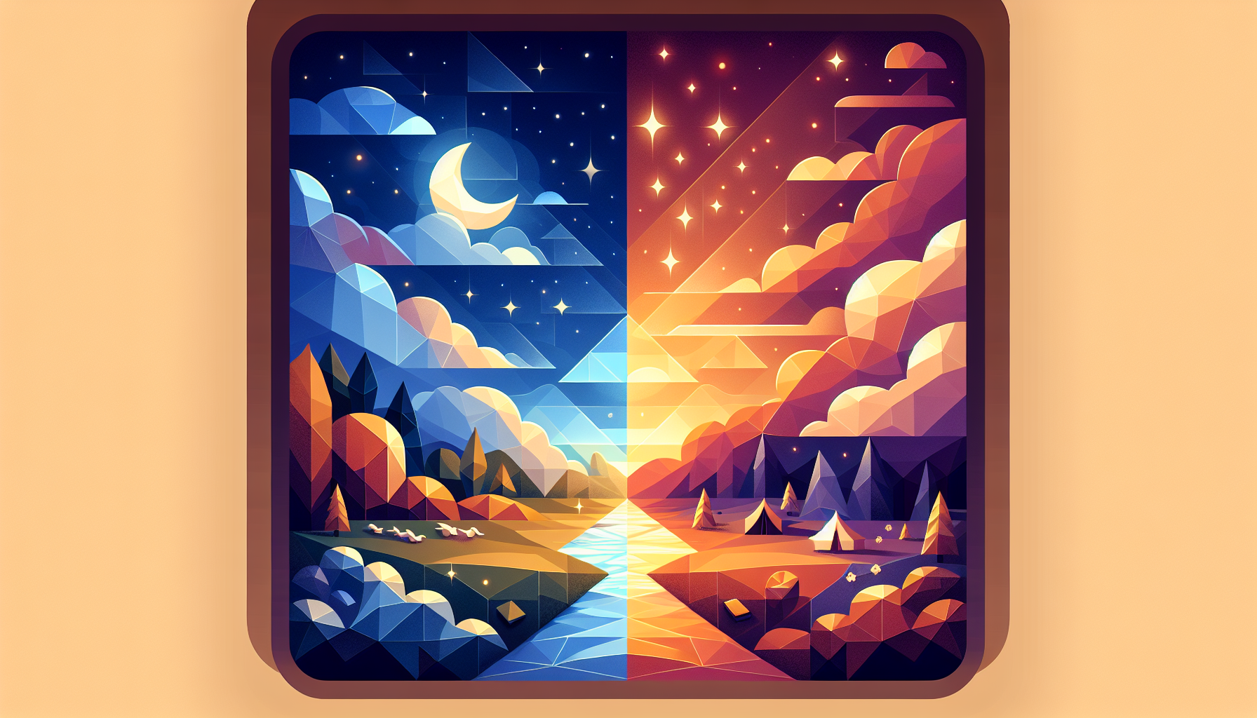 A split scene showing a generic AI chat interface versus a cozy story-focused app with warm lighting